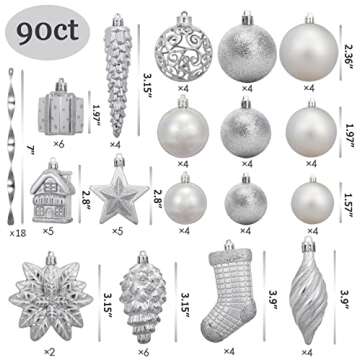 AMS 90ct Christmas Ball Assorted Pendants Shatterproof Tree Ornaments Seasonal Decorations in a Reus...