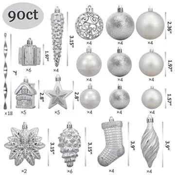 AMS 90ct Christmas Ball Assorted Pendants Shatterproof Tree Ornaments Seasonal Decorations in a Reus...