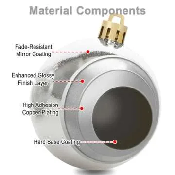 AMS 90ct Christmas Ball Assorted Pendants Shatterproof Tree Ornaments Seasonal Decorations in a Reusable Hand-Help Gift Box Ideal for Holiday and Party (Silver, 90ct)