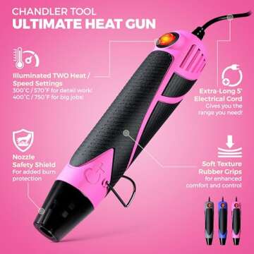 Heat Gun for Crafting, Mini Dual Temp Hot Air Gun Tool for Epoxy Resin, Shrink Wrapping, Vinyl Wrap,...