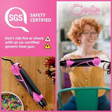 Heat Gun for Crafting, Mini Dual Temp Hot Air Gun Tool for Epoxy Resin, Shrink Wrapping, Vinyl Wrap, Embossing, Electronics, Candle Making, Sublimation, Phone Repair & DIY (Pink/Black)