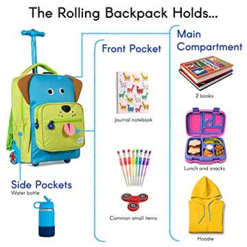 TWISE SIDE-KICK SCHOOL, TRAVEL ROLLING BACKPACK FOR KIDS AND TODDLERS (PUP)