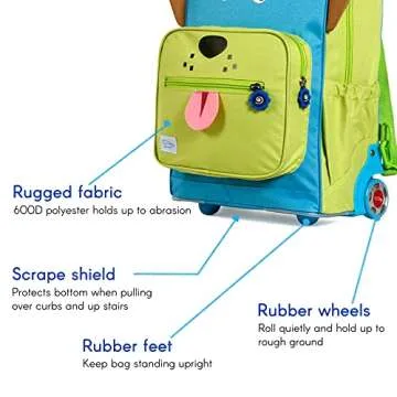 TWISE SIDE-KICK SCHOOL, TRAVEL ROLLING BACKPACK FOR KIDS AND TODDLERS (PUP)