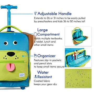 TWISE SIDE-KICK SCHOOL, TRAVEL ROLLING BACKPACK FOR KIDS AND TODDLERS (PUP)