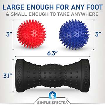 Simple Spectra Foot Massager Roller & Spiky Ball Therapy Set - Massage Tool for Muscle Pain Relief from Plantar Fasciitis | Best for Trigger Point Release, Acupressure Reflexology with eBook Guide