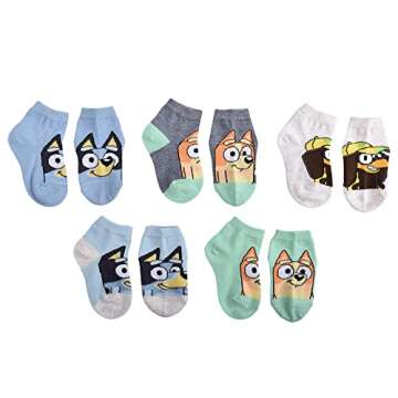 Bluey Boys Quarter Socks, Grey, Medium US
