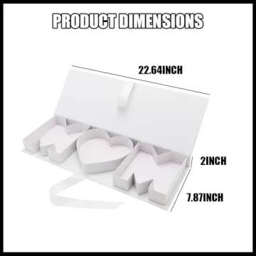 Empty MOM Letter Shaped Gift Box for Mother's Day - White & Heart Design