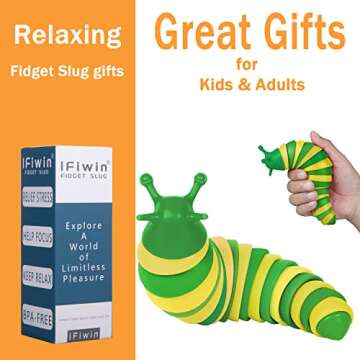 IFiwin Fidget Slug, Sensory Slug Fidget Toys for Autistic Kids & Adults, My The Orders, Fidget Stress Toys,Toddler Toys,Christmas Stocking Stuffers, Birthday Gifts Party Favors