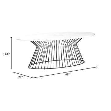 Madison Park Marbury Accent Metal Wired Frame Hour Glass Shaped Retro Design with Marble Top Mid-Century Modern Style Coffee Table, 48 Inch Wide