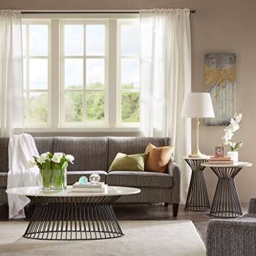 Madison Park Marbury Accent Metal Wired Frame Hour Glass Shaped Retro Design with Marble Top Mid-Century Modern Style Coffee Table, 48 Inch Wide