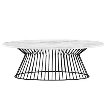 Madison Park Marbury Accent Metal Wired Frame Hour Glass Shaped Retro Design with Marble Top Mid-Century Modern Style Coffee Table, 48 Inch Wide