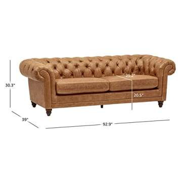 Amazon Brand - Stone & Beam Bradbury Chesterfield Tufted Leather Sofa Couch, 93", Cognac