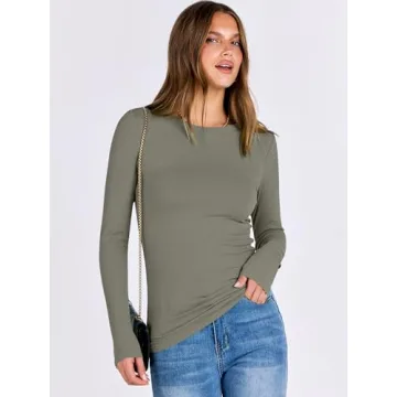 Slim Fit Long Sleeve Crewneck Tee for Women 2024