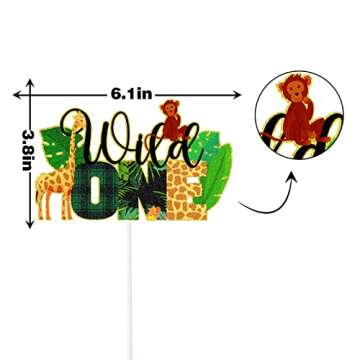 Wild One Cake Topper - Jungle Animals Birthday Decor