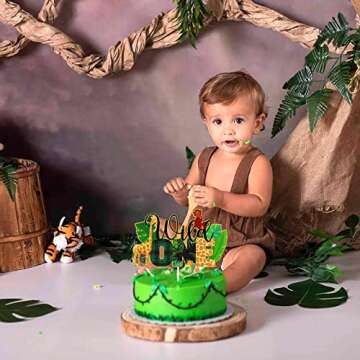 Wild One Jungle Cake Topper for Baby First Birthday