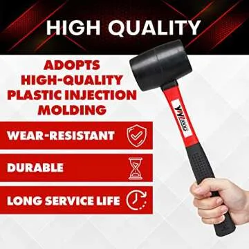 YIYITOOLS 16oz Rubber Mallet Hammer for Safe Impact