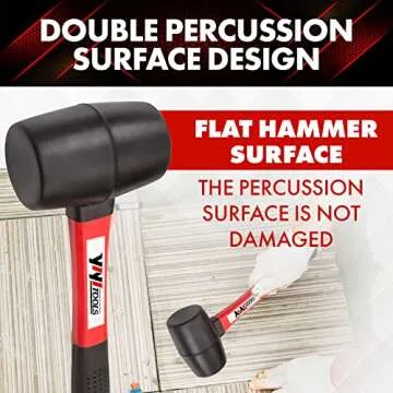 YIYITOOLS 16oz Rubber Mallet Hammer for Safe Impact