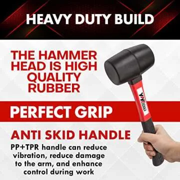 YIYITOOLS 16oz Rubber Mallet Hammer for Safe Impact