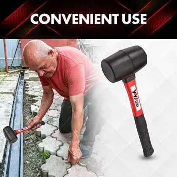 YIYITOOLS 16oz Rubber Mallet Hammer for Safe Impact