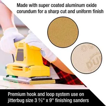 Dura-Gold Premium 1/3 Sheet Gold Sandpaper Sheets, 120 Grit (Box of 20) - 3-2/3" x 9" Size Hook & Loop Backing, Wood Furniture Woodworking, Auto Paint - Jitterbug Sanders, Clip-On, Hand Sanding Blocks