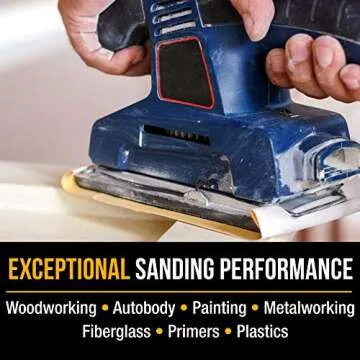 Dura-Gold Premium 1/3 Sheet Gold Sandpaper Sheets, 120 Grit (Box of 20) - 3-2/3" x 9" Size Hook & Loop Backing, Wood Furniture Woodworking, Auto Paint - Jitterbug Sanders, Clip-On, Hand Sanding Blocks