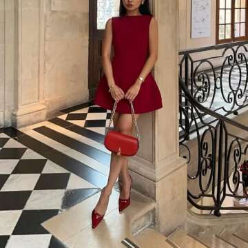 ABYOVRT Women Sexy Backless Mini Dress Sleeveless Open Back A Line Tank Dress Formal College Graduation Dress (Wine red,S)