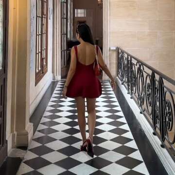 ABYOVRT Women Sexy Backless Mini Dress Sleeveless Open Back A Line Tank Dress Formal College Graduation Dress (Wine red,S)