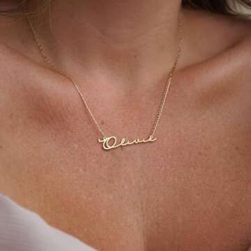 Yopicks Custom Name Necklace Personalized, 18K Gold Plated Sterling Silver Name Necklace for Women G...