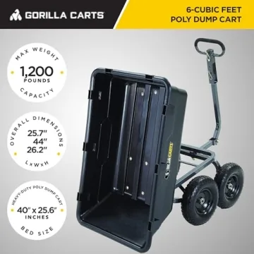 Gorilla Carts Heavy Duty Yard Dump Cart 1200 Lb Capacity