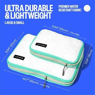 Compression Packing Cubes - 2 Pack Clean Dirty Separate Zipper - Luggage & Suitcase Organizer Travel Cube, Large Small Laundry Compartment Organizers for Clothes, Shoes Makeup