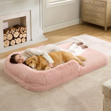 Bedsure Foldable Human Dog Bed for People Adults, 2 in 1 Calming Giant Size with Egg Foam Supportive...