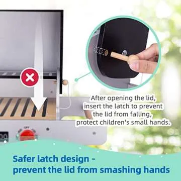 OOOK Wooden Play Barbecue Toy Grill, Kids Grill Playset with Toy Food and Grilling Tools, Play Kitchen Accessories for Toddlers Boys Girls Age 3+