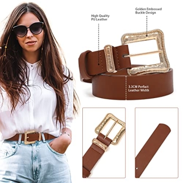 AWAYTR Leather Western Belts for Women - Stylish and Durable