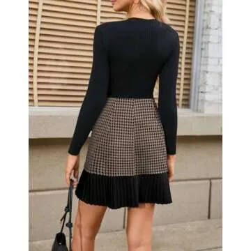 Kate Kasin Plaid High Waist Pleated Mini Skirt for Women