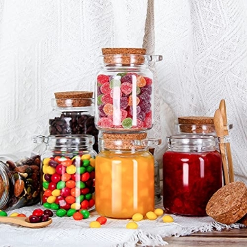 YEBODA 10oz Glass Storage Jars with Cork Lids 12 Pack