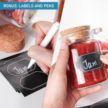 YEBODA 10oz Glass Storage Jars with Cork Lids 12 Pack