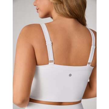 UNISSU Hugcurve Adjustable Longline Sports Bra Square Neck Workout Tank Crop Tops for Women with Bui...