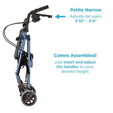 NOVA Medical Products GetGo Petite Rollator Walker for Height 4’0” - 5”4”, Blue, 1 Count