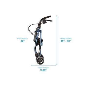 NOVA Medical Products GetGo Petite Rollator Walker for Height 4’0” - 5”4”, Blue, 1 Count