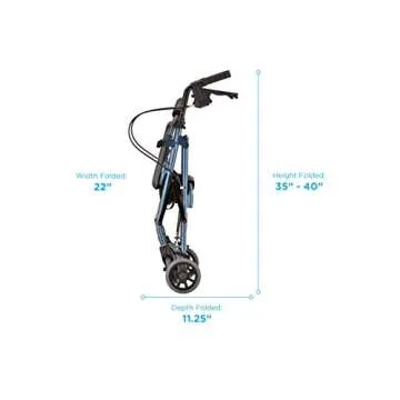 NOVA Medical Products GetGo Petite Rollator Walker for Height 4’0” - 5”4”, Blue, 1 Count
