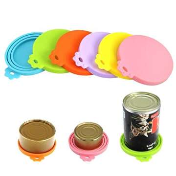 SLSON 6 Pack Pet Food Can Cover Universal Silicone Cat Dog Food Can Lids for Pet Food Storage 1 Fit 3 Standard Size Dishwasher