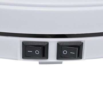 fotoconic White Electric Motorized Rotating Turntable Display Stand with LED, Type-C Cable, 10 Inch / 25cm Diameter, 20 Lbs Centric Loading for Shop Display