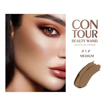 KYDA Contour Beauty Wand, Liquid Face Concealer Contouring with Cushion Applicator, High Coverage Natural Matte Finish, Lightweight Blendable Super Silky Cream Contour Stick-Medium
