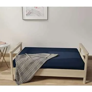 LANE LINEN Futon Covers Full Size, 100% Cotton Futon Slipcovers, Full Size Futon Mattress Cover for Futon Sofa Bed, Foldable Armless Sofa Cover, Zippered Futon Couch Cover - Dark Blue