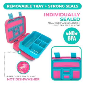 Unicorn Bento Lunch Box for Girls with 5 Sections