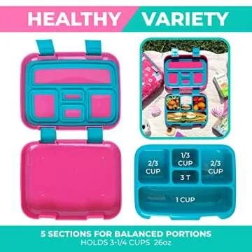 Unicorn Bento Lunch Box for Girls with 5 Sections