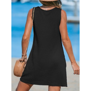 CUPSHE Crochet Waffle Knit Summer Tank Dress for Women