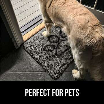 Gorilla Grip Ultra Absorbent Grippy Doormat for Muddy Dog Paws, 36x24 Machine Washable Soak Stopper Rugs Cleaner Floors, Bed Mat for Dirty Dogs, Indoor Entrance Door Rug Pet Bed Mats Gray