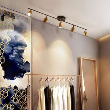 VidaLite Shura - 5-Light Black and Brass Integrated LED Track Light w/Rotatable Heads, 4 ft. Track L...