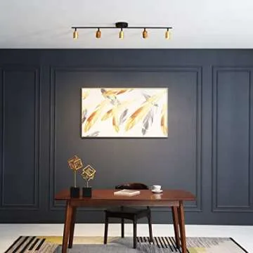 VidaLite Shura - 5-Light Black and Brass Integrated LED Track Light w/Rotatable Heads, 4 ft. Track Lighting Kit Ceiling Light, 3000k, 2450 Lumen